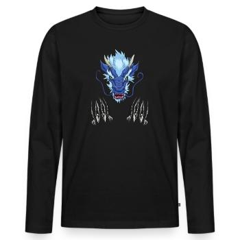 Chinese Dragon Head Scratch Monster Mythical Gift - Männer Premium Bio Langarmshirt - Schwarz - Vorne - Nico (187cm)