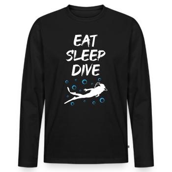 Manger Dormir Plonger - T-shirt manches longues Premium bio Homme - noir - Devant - Nico (187cm)