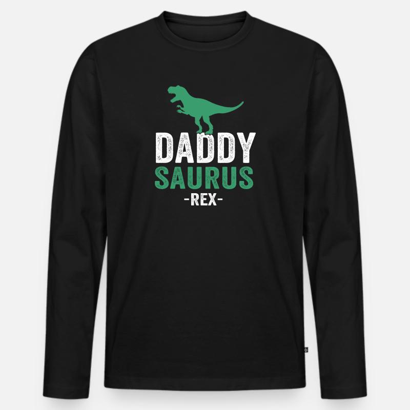 Daddysaurus - Männer Premium Bio Langarmshirt - Schwarz