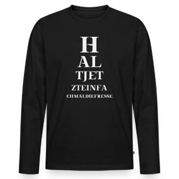 Fresse halten lustig Geschenkidee Geschenk - Männer Premium Bio Langarmshirt - Schwarz - Vorne - Nico (187cm)