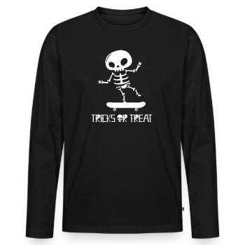 Halloween Skateboard Skeleton Tricks Or Treat - Men's Premium Organic Long Sleeve Shirt - black - Front - Nico (187cm)