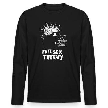 Otis Sex Therapy Blanc - T-shirt manches longues Premium bio Homme - noir - Devant - Nico (187cm)