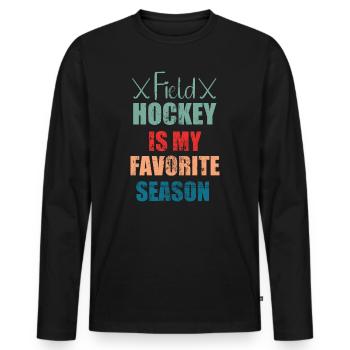 Le hockey sur gazon est ma saison préférée de hockey en salle - T-shirt manches longues Premium bio Homme - noir - Devant - Nico (187cm)
