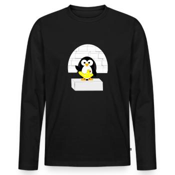 Petit Pingouin de l'Antarctique sur la banquise - T-shirt manches longues Premium bio Homme - noir - Devant - Nico (187cm)