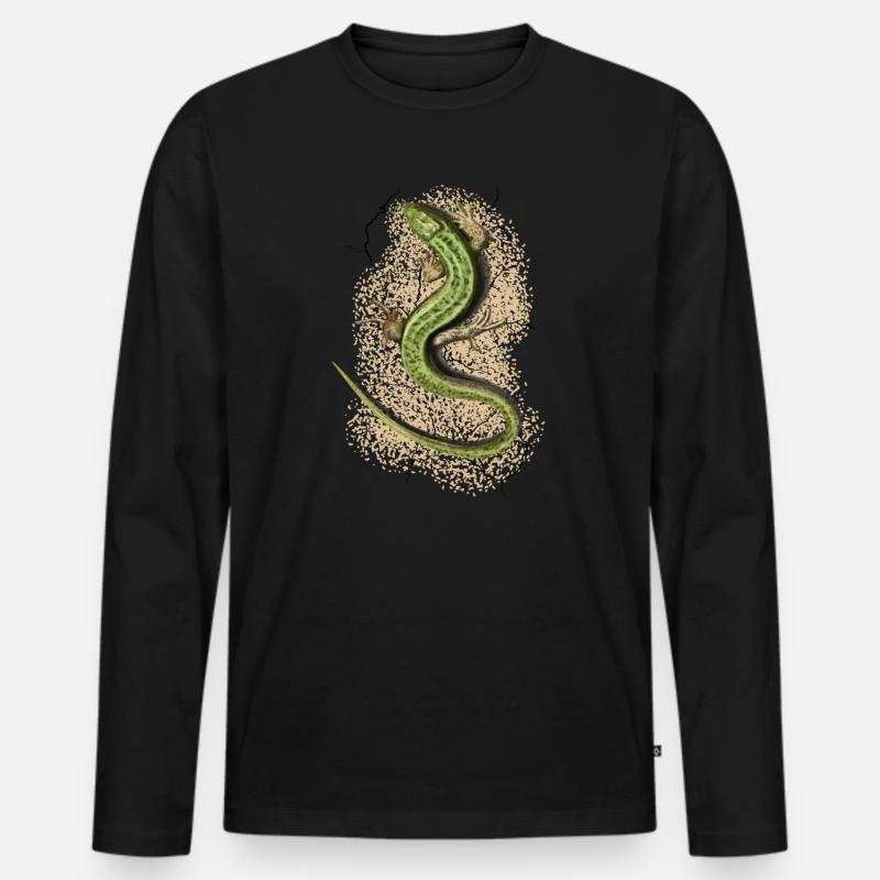 Eidechse - Männer Premium Bio Langarmshirt - Schwarz