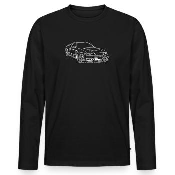 Skyline GT-R R33 - Männer Premium Bio Langarmshirt - Schwarz - Vorne - Nico (187cm)