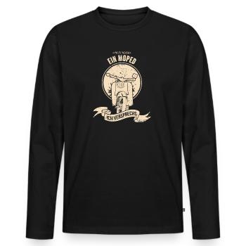 Schwalbe Simson Suhl - Nur noch ein Moped - Männer Premium Bio Langarmshirt - Schwarz - Vorne - Nico (187cm)