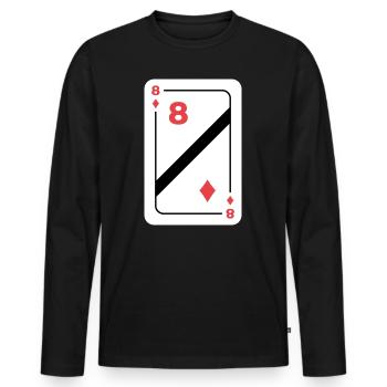 Karo Acht Spielkarte Pokerkarte - Männer Premium Bio Langarmshirt - Schwarz - Vorne - Nico (187cm)