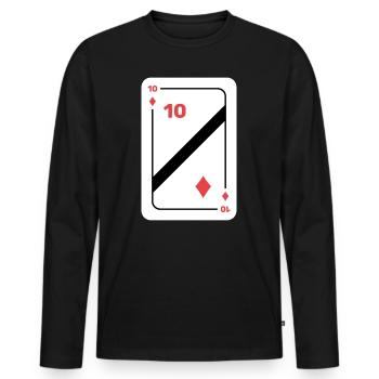 Karo Zehn Spielkarte Pokerkarte - Männer Premium Bio Langarmshirt - Schwarz - Vorne - Nico (187cm)