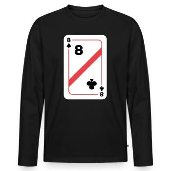Cross Eight Playing Card Poker Card - T-shirt manches longues Premium bio Homme - noir - Devant - Nico (187cm)