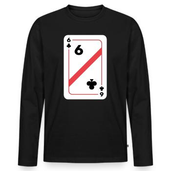 Kreuz Sechs Spielkarte Pokerkarte - Männer Premium Bio Langarmshirt - Schwarz - Vorne - Nico (187cm)