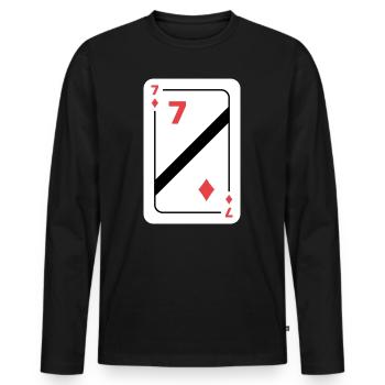 Karo Sieben Spielkarte Pokerkarte - Männer Premium Bio Langarmshirt - Schwarz - Vorne - Nico (187cm)