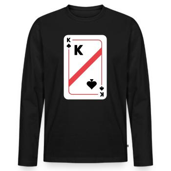 Pik König Spielkarte Pokerkarte - Männer Premium Bio Langarmshirt - Schwarz - Vorne - Nico (187cm)