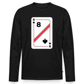 Spades Huit Carte à jouer Carte de poker - T-shirt manches longues Premium bio Homme - noir - Devant - Nico (187cm)