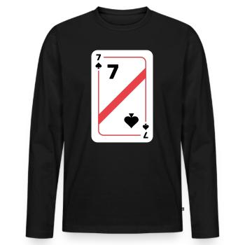 Pik Sieben Spielkarte Pokerkarte - Männer Premium Bio Langarmshirt - Schwarz - Vorne - Nico (187cm)
