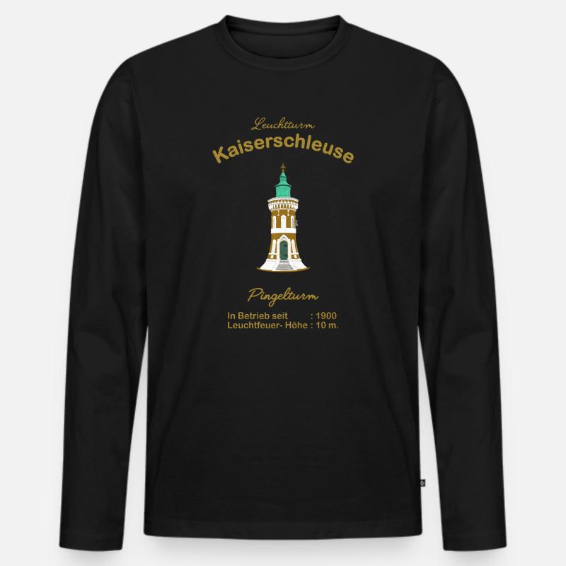 Leuchtturm Kaiserschleuse, Pingelturm, Bremerhaven - Männer Premium Bio Langarmshirt - Schwarz