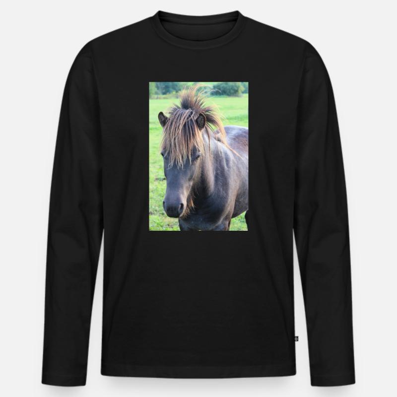 Pferd Pferdeposter - Männer Premium Bio Langarmshirt - Schwarz