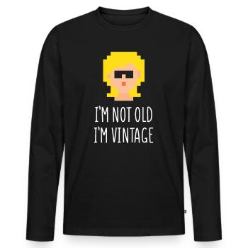 Je ne suis pas vieux, je suis vintage - T-shirt manches longues Premium bio Homme - noir - Devant - Nico (187cm)