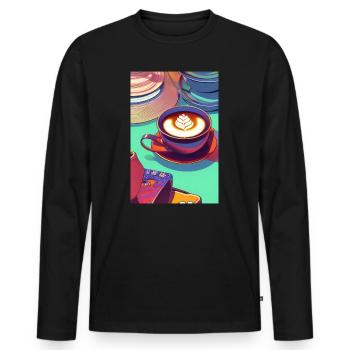 Coffee, coffee beans - Men's Premium Organic Long Sleeve Shirt - black - Front - Nico (187cm)