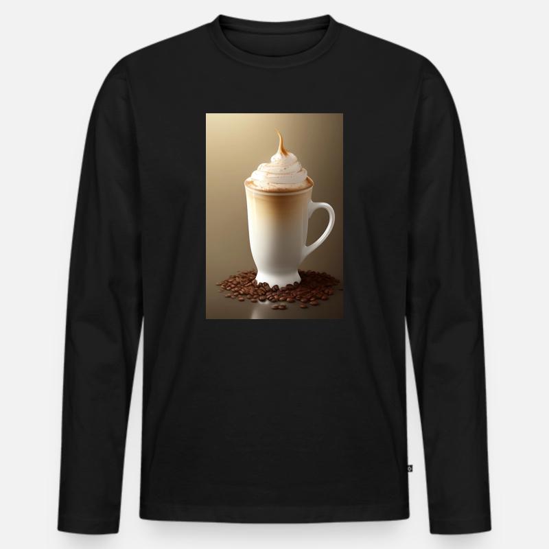 Kaffee, Kaffeebohnen - Männer Premium Bio Langarmshirt - Schwarz