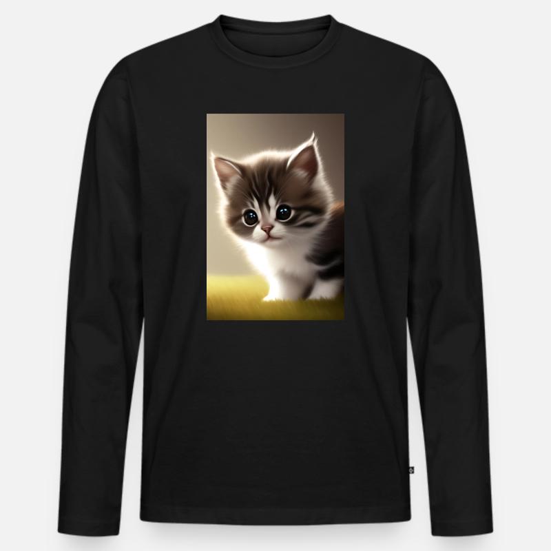 Baby Katze - Männer Premium Bio Langarmshirt - Schwarz
