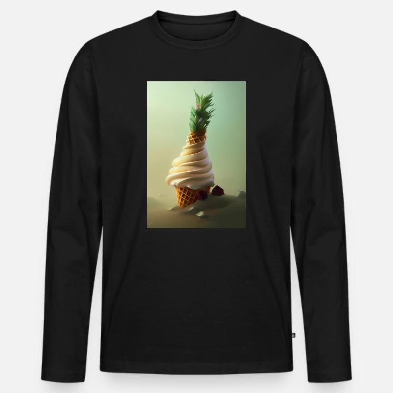 Eiscreme - Männer Premium Bio Langarmshirt - Schwarz