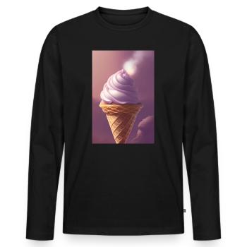 Eiscreme - Männer Premium Bio Langarmshirt - Schwarz - Vorne - Nico (187cm)