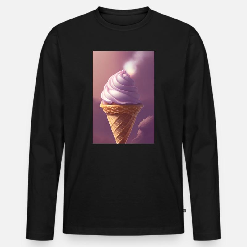 Eiscreme - Männer Premium Bio Langarmshirt - Schwarz