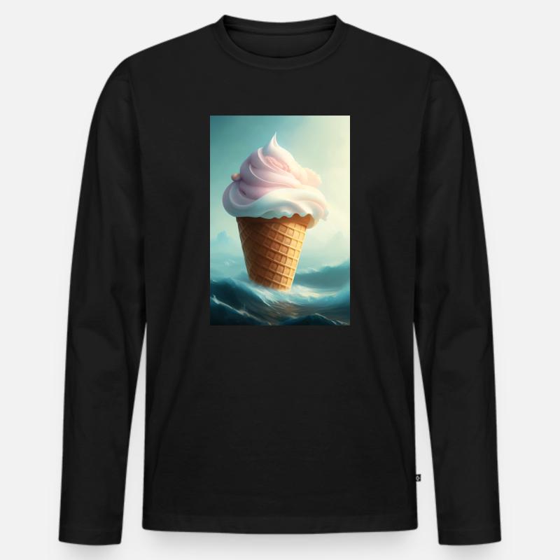Eiscreme - Männer Premium Bio Langarmshirt - Schwarz