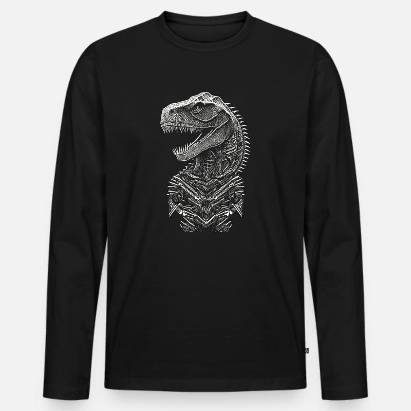 Porträt eines T-Rex-Dinosauriers - Männer Premium Bio Langarmshirt - Schwarz