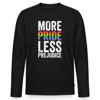Pride Month LGBT - More Pride, Less Prejudice - Men's Premium Organic Long Sleeve Shirt - black - Front - Nico (187cm)