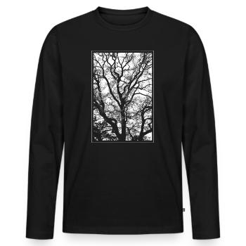 Baum - Männer Premium Bio Langarmshirt - Schwarz - Vorne - Nico (187cm)