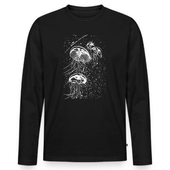 Qualle - Männer Premium Bio Langarmshirt - Schwarz - Vorne - Nico (187cm)