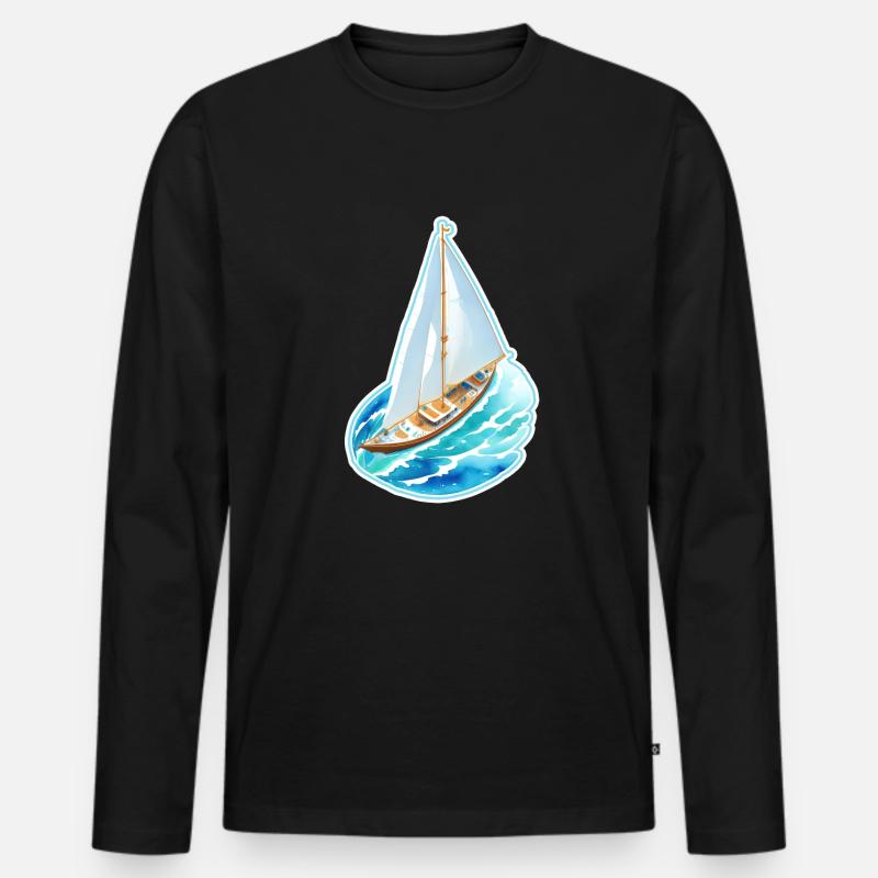 Segelschiff - Männer Premium Bio Langarmshirt - Schwarz