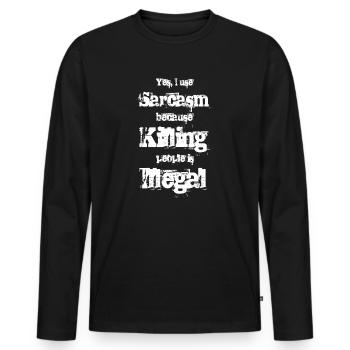 Yes, I use Sarcasm - Männer Premium Bio Langarmshirt - Schwarz - Vorne - Nico (187cm)