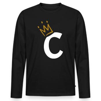 Lettre C - initiale lettre C - T-shirt manches longues Premium bio Homme - noir - Devant - Nico (187cm)