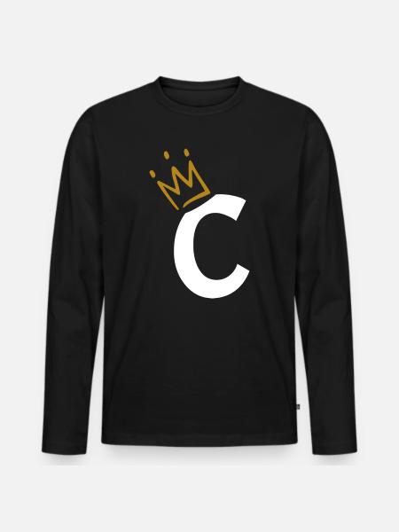 Buchstabe C - Anfangsbuchstabe C - Männer Premium Bio Langarmshirt - Schwarz