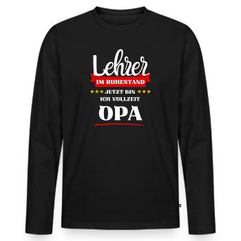 Lehrer Opa - Männer Premium Bio Langarmshirt - Schwarz - Vorne - Nico (187cm)