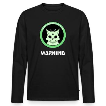 Avertissement! Alien déguisé en chat - T-shirt manches longues Premium bio Homme - noir - Devant - Nico (187cm)