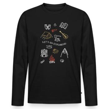 Camping Adventure Outline Design - Men's Premium Organic Long Sleeve Shirt - black - Front - Nico (187cm)