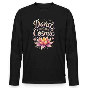 Danse Cosmique et Lotus Éclatant - T-shirt manches longues Premium bio Homme - noir - Devant - Nico (187cm)