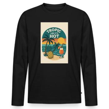 Tropic Like It’s Hot - Männer Premium Bio Langarmshirt - Schwarz - Vorne - Nico (187cm)
