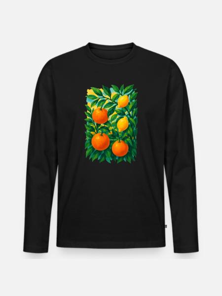 Citrus Grove Dream - Men's Premium Organic Long Sleeve Shirt - black