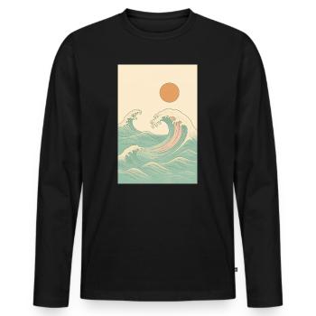 Une photo estivale au bord de la mer - T-shirt manches longues Premium bio Homme - noir - Devant - Nico (187cm)