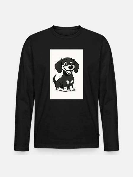 Happy dachshund black and white - Men's Premium Organic Long Sleeve Shirt - black