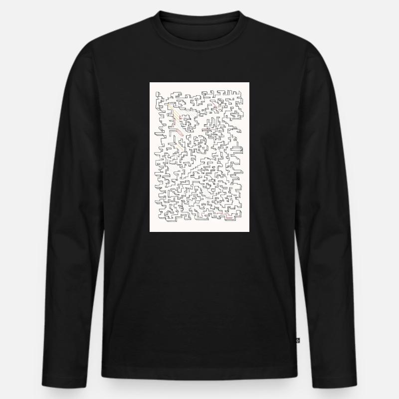Retro Maze  - Männer Premium Bio Langarmshirt - Schwarz