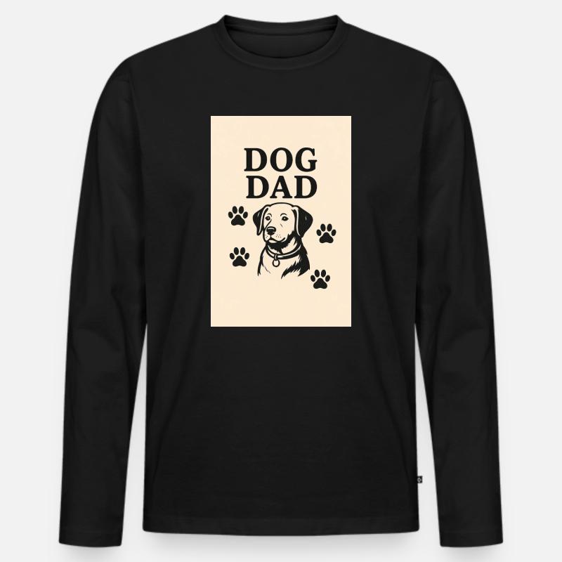 Hund Papa - Männer Premium Bio Langarmshirt - Schwarz