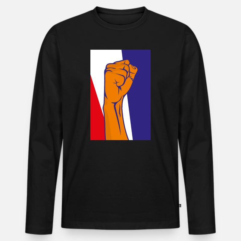 Kampfgeist Faust Illustration - Männer Premium Bio Langarmshirt - Schwarz