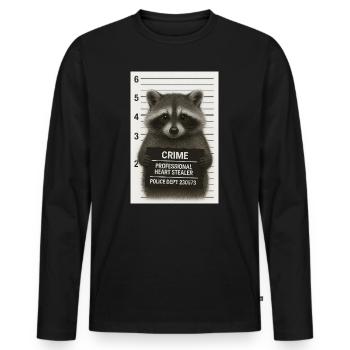 Raccoon – heart theft with a system - Men's Premium Organic Long Sleeve Shirt - black - Front - Nico (187cm)