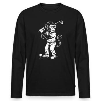 Chimp playing golf gift - Men's Premium Organic Long Sleeve Shirt - black - Front - Nico (187cm)